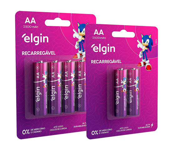 Pilhas Recarregáveis AA – Pilhas da Parceria Elgin Sonic